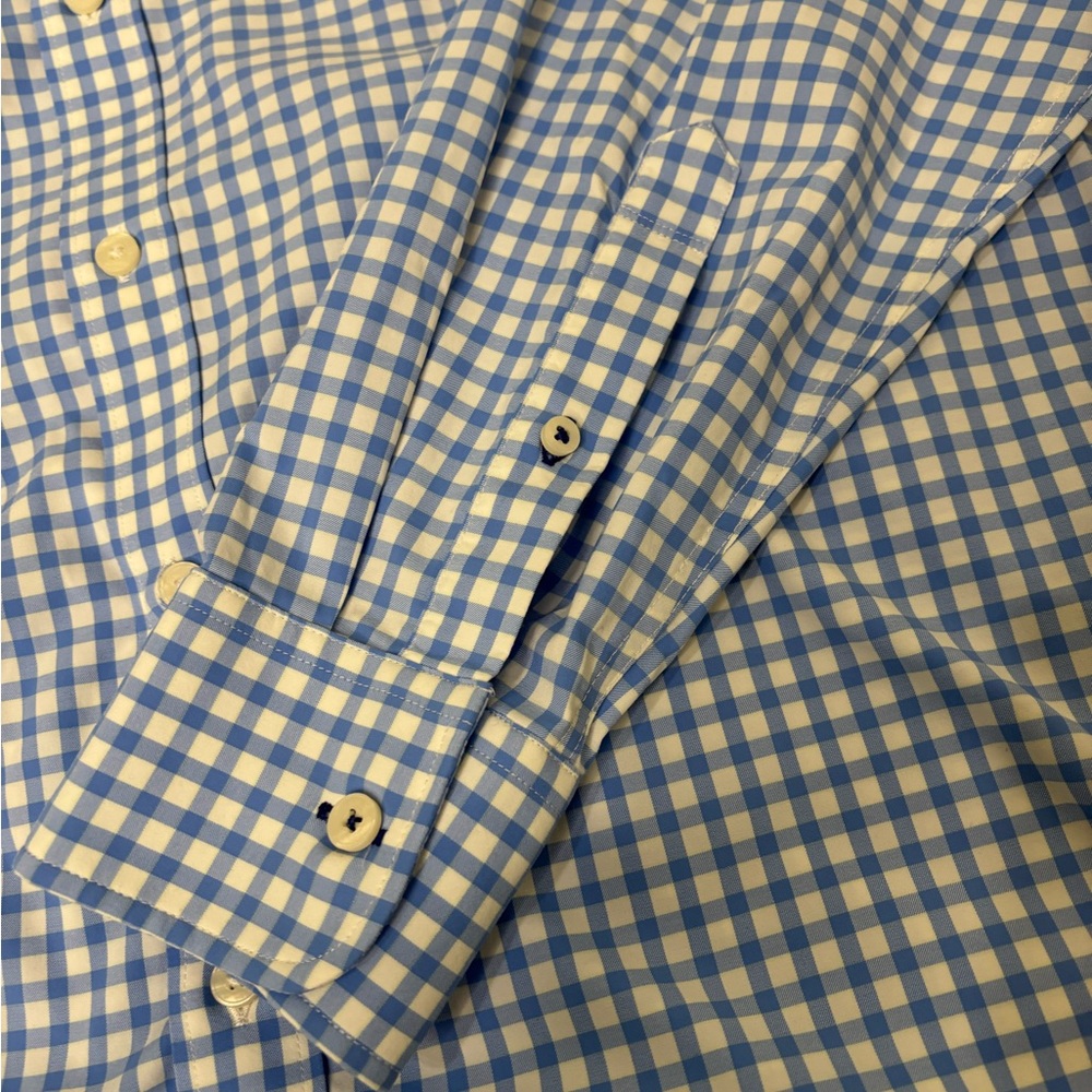 Men’s UNTUCKit Steven’s Long Sleeve Button Down Shirt Blue And White Check XXL - Picture 3 of 7